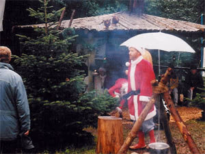 Weihnachtsmann in unserem Weihnachtwald, Weihnachtsfeier, Firmenfeier, Weihnachtsfeier, Firmenweihnachtfeier, Weihnachtsbaumwald, mit Weihnachtsbaumschlagen, 
