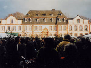 Schlosskulisse unserer exklusiven Firmenfeier, Weihnachtsfeier, Firmenweihnachtfeier, Weihnachtsbaumwald, Weihnachtsbaumschlagen, 